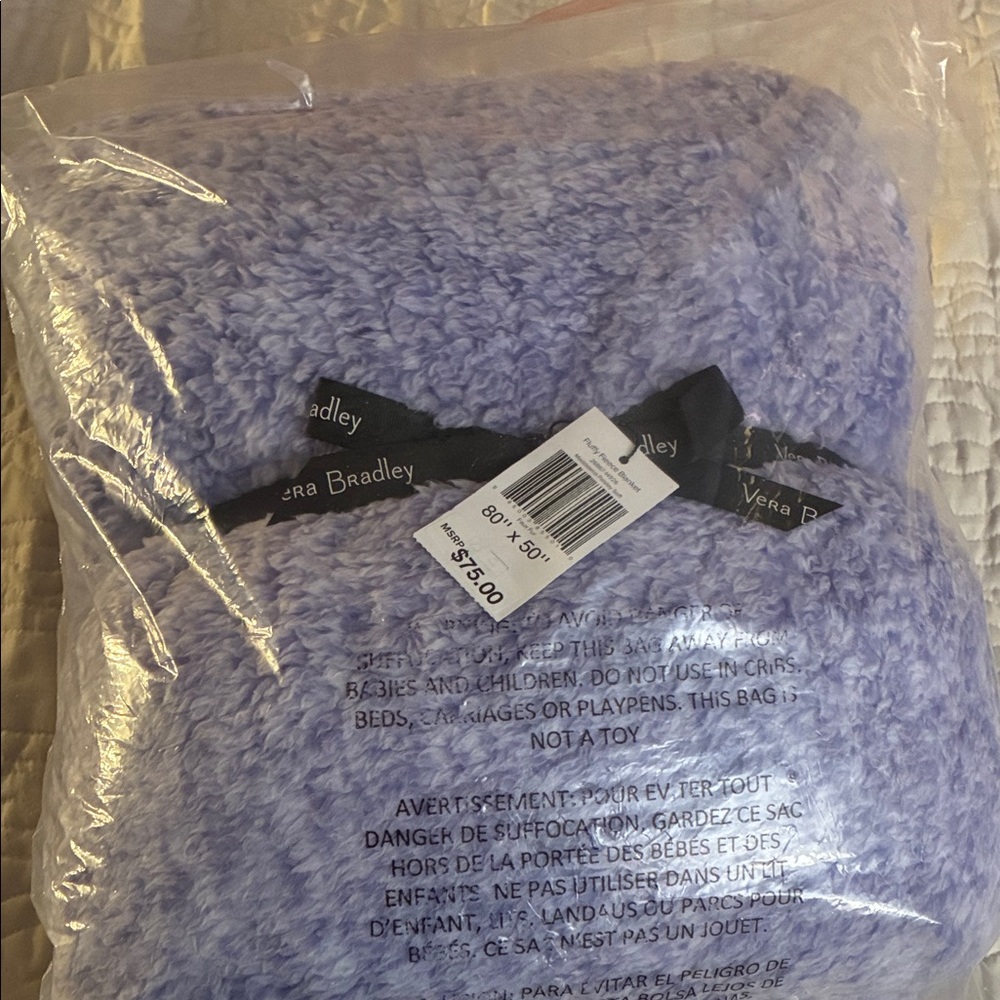 Vera Bradley Lavender Plush Throw